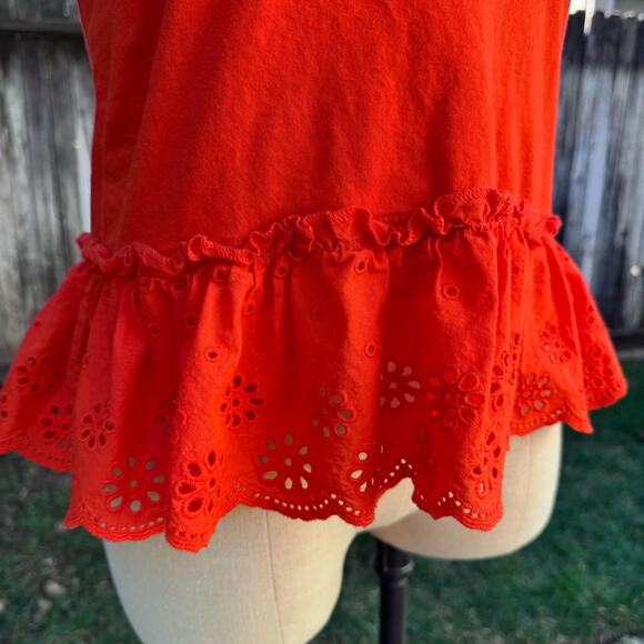 J Crew Eyelet Hem Tank Top In Red Orange Women's Size XS - Picture 3 of 7